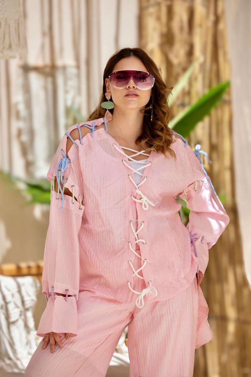 Blush Lace-Up Set - Image 3